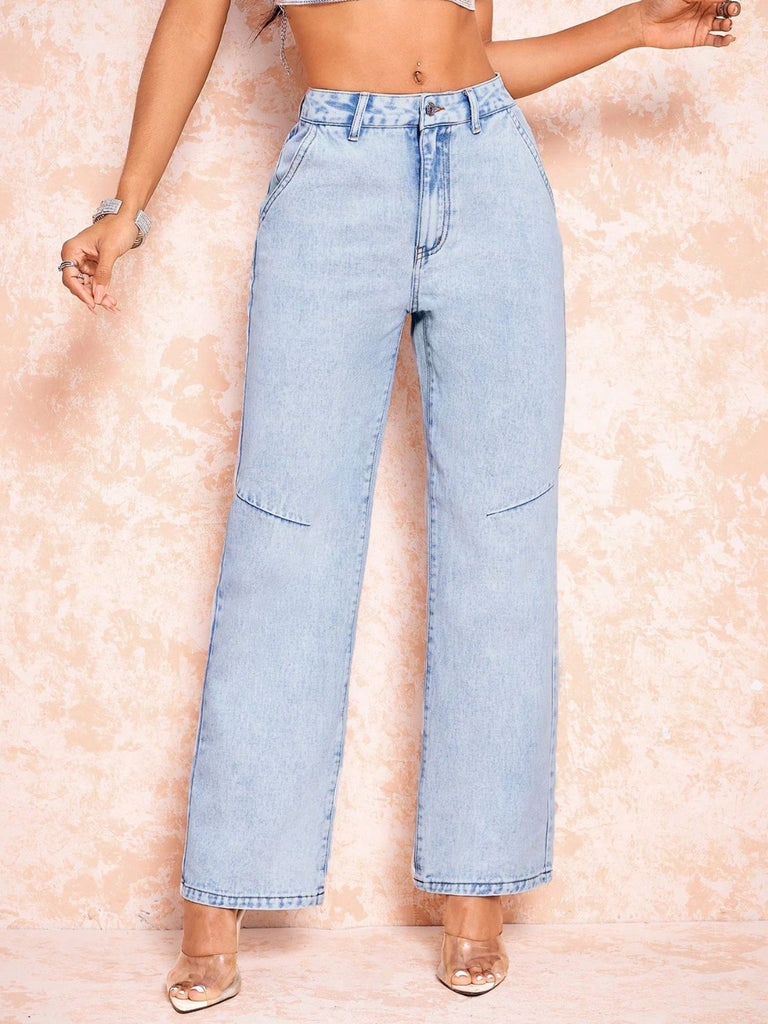 Straight Leg Jeans with Pockets