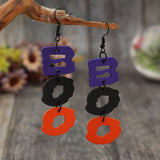 BOO Hollow Letter Wooded Earrings