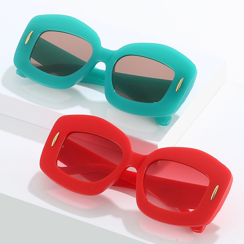 2023 New Goose Egg Sunglasses For Women New Fashion Brand Square Rivet Candy Color Sun Glasses Female Elegant Cat Eye Shades - Dash Trend