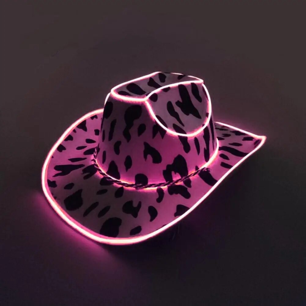 2023 Pink Cowgirl Hat Luminous Led Western Cowboy Hat For Bachelorette Party Country Wedding Glow In The Bridal Party Hat - Dash Trend