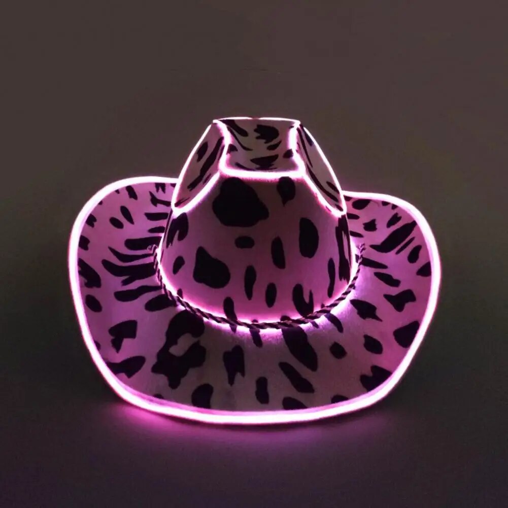 2023 Pink Cowgirl Hat Luminous Led Western Cowboy Hat For Bachelorette Party Country Wedding Glow In The Bridal Party Hat - Dash Trend
