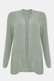 Ribbed Open Front Long Sleeve Cardigan