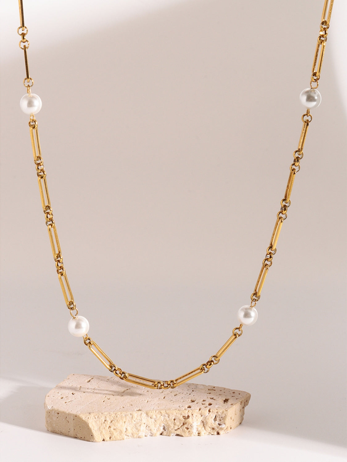 Stainless Steel Pearl Chain Necklace