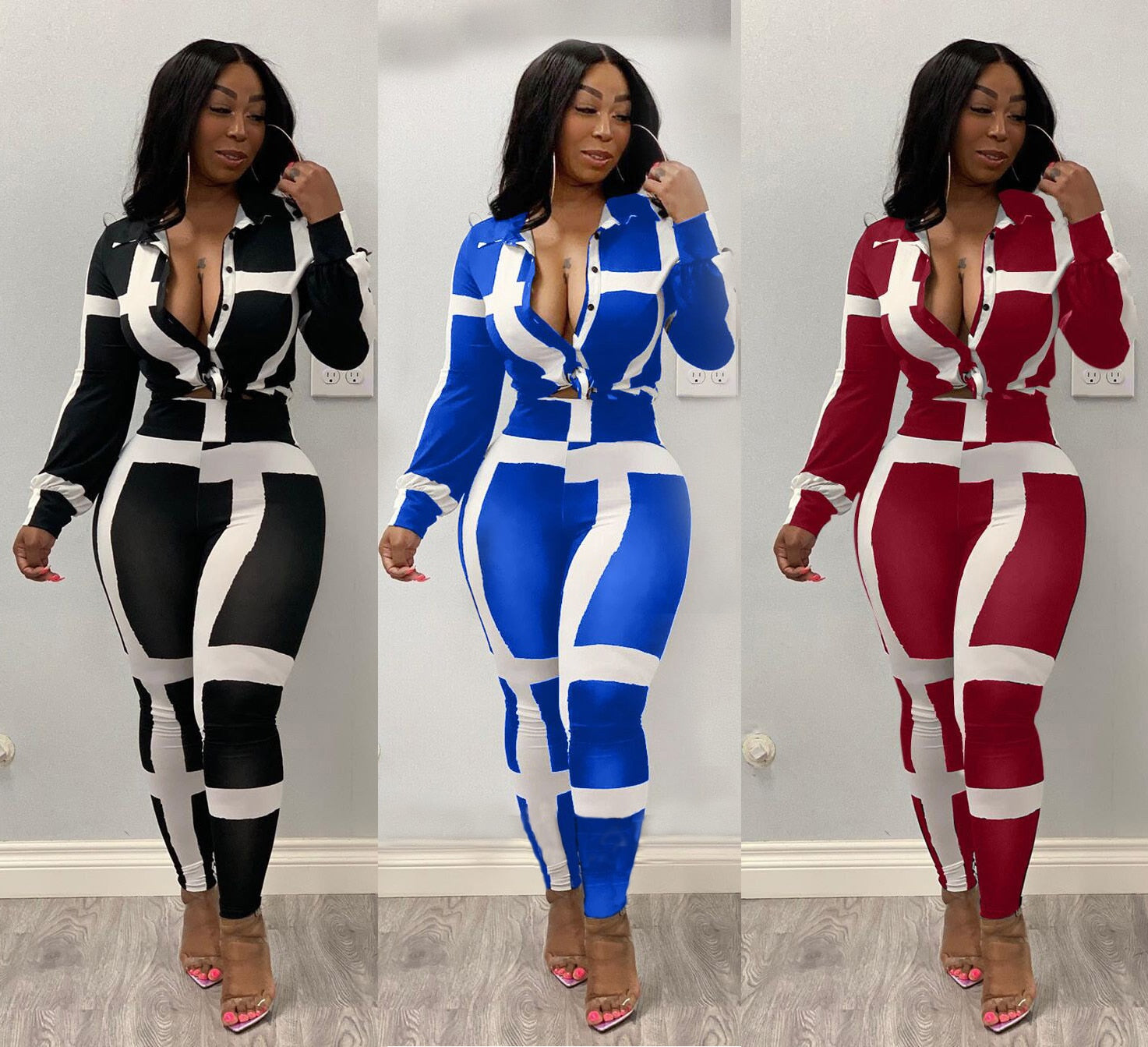 Office Lady 2 Piece Suit Women Casual Full Sleeve Blouse Tops And High Waist Pant Set 2020 Fashion White Stripe Print Lounge Set