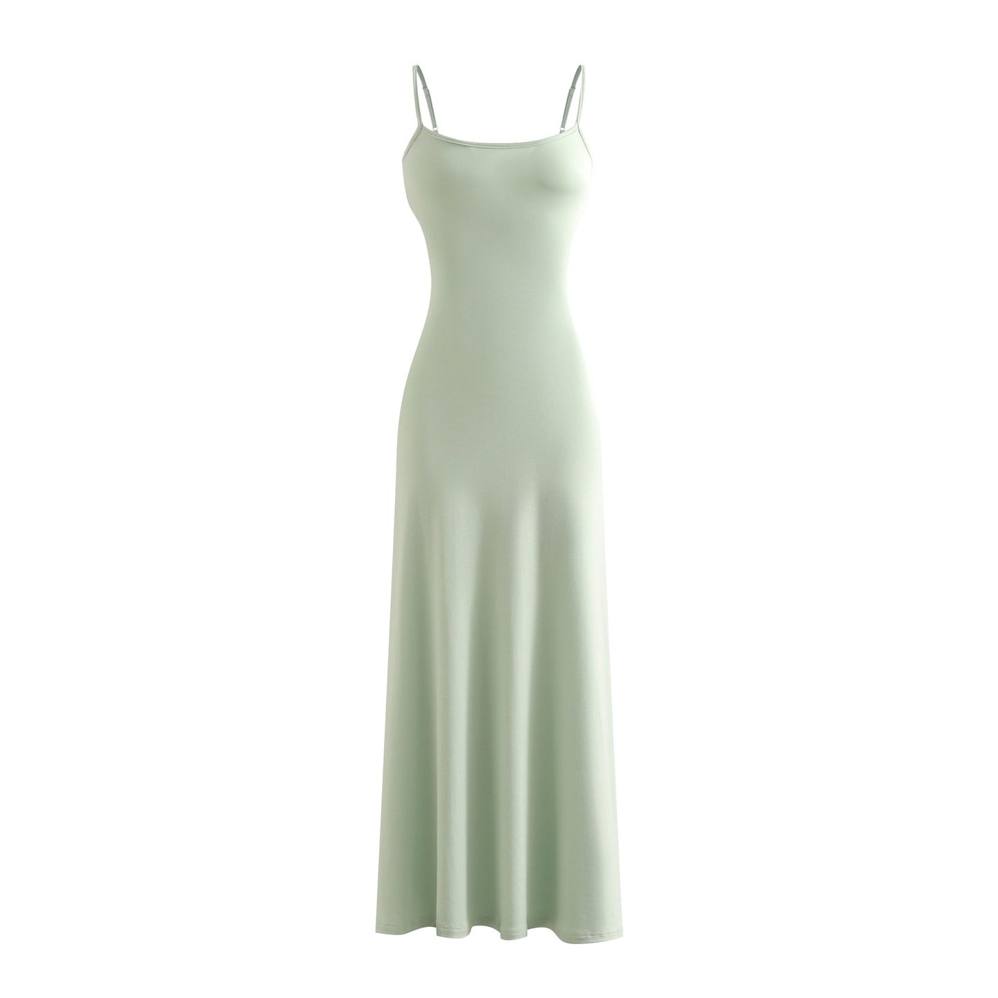 Sexy Knit Strap Long Dress for Women, Summer Crop Top Bodycon Dress, Fitted Slimming Floor-Length Skirt