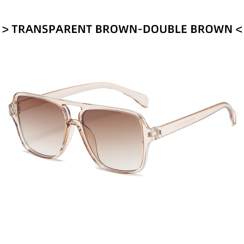 Korean Version Of The New Double Beam Sunglasses Ins Personality Marine Glasses Fashion Simple Square Large Frame Sunscreen Sunglasses