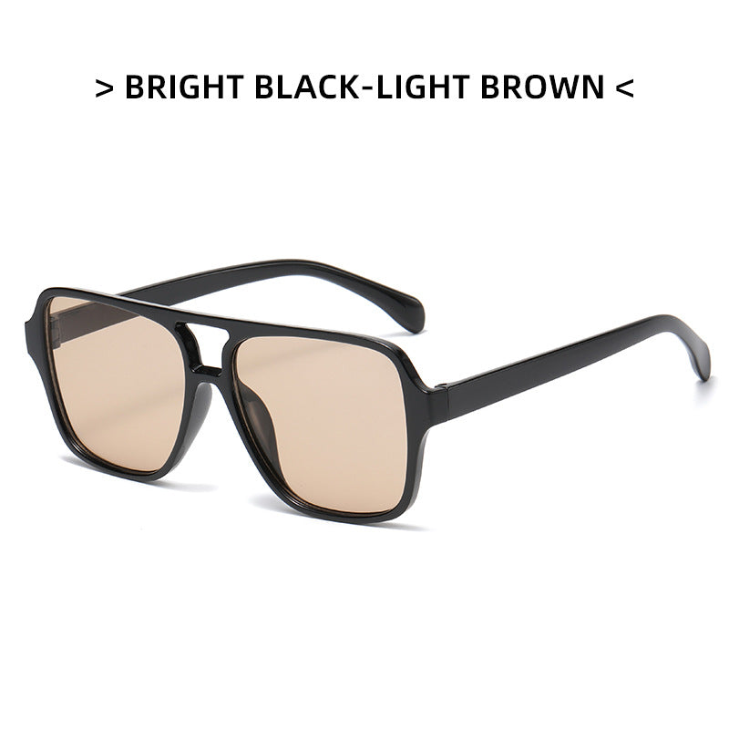 Korean Version Of The New Double Beam Sunglasses Ins Personality Marine Glasses Fashion Simple Square Large Frame Sunscreen Sunglasses