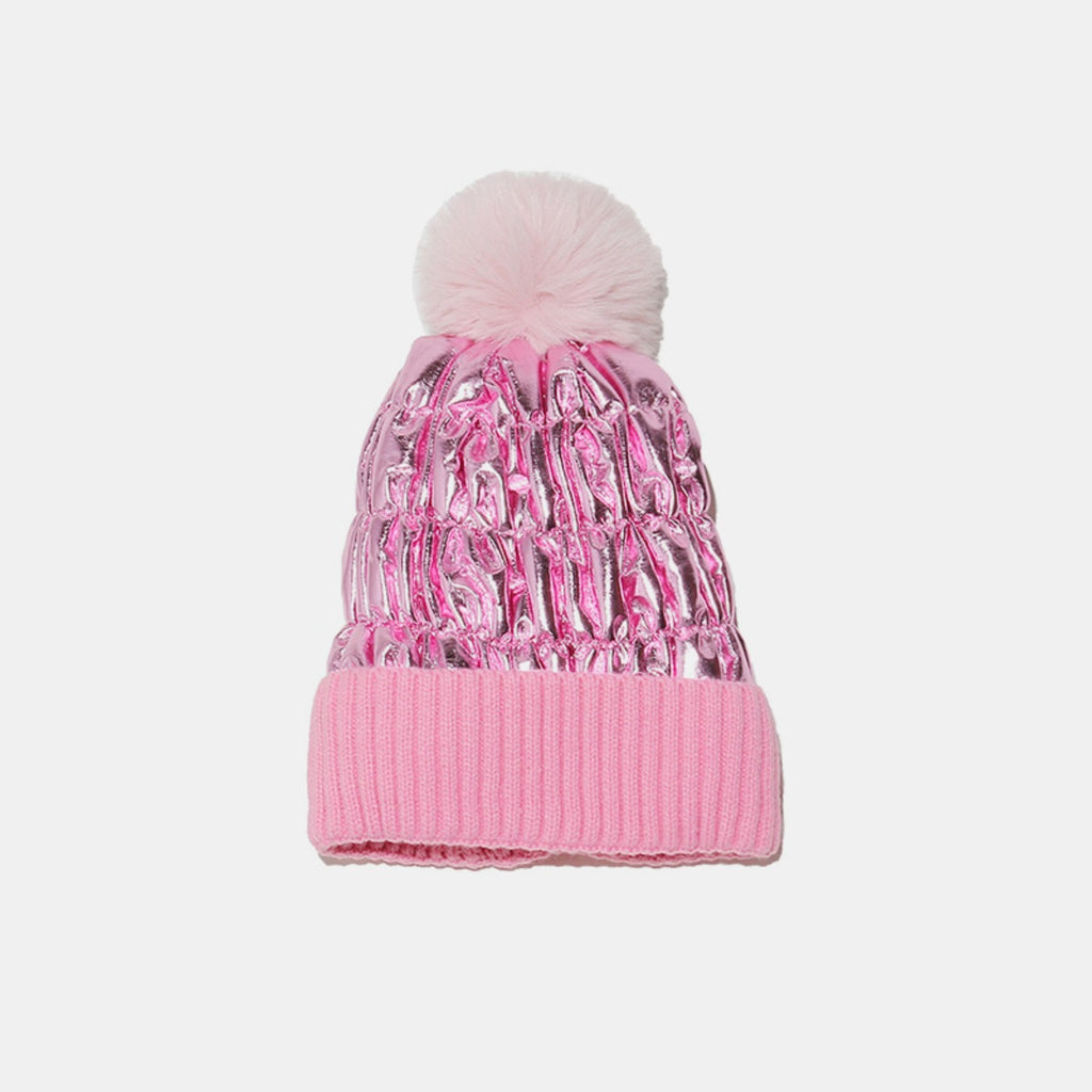 Thermal Knit Hat with Pompom