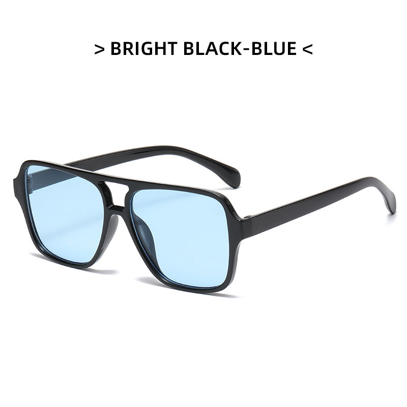 Korean Version Of The New Double Beam Sunglasses Ins Personality Marine Glasses Fashion Simple Square Large Frame Sunscreen Sunglasses - Dash Trend