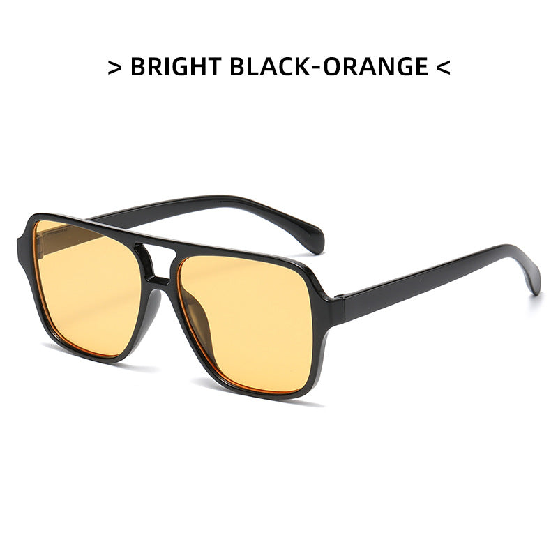 Korean Version Of The New Double Beam Sunglasses Ins Personality Marine Glasses Fashion Simple Square Large Frame Sunscreen Sunglasses - Dash Trend