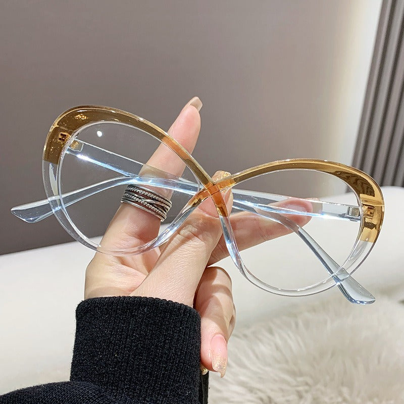 Fashion new color changing anti blue light glasses women trendy oval color contrast stitching glasses frame - Dash Trend