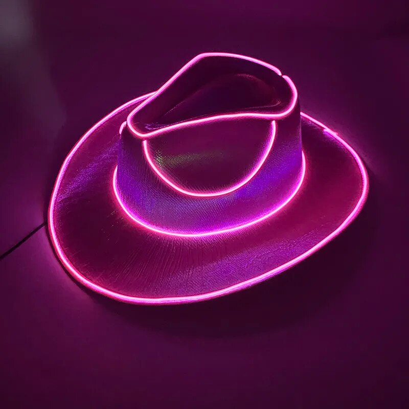 New Arrival Pearlescent Cowboy Hat Dance Party Decorate Glowing Cowgirl Cap Glowing For Neon NightClub Party - Dash Trend