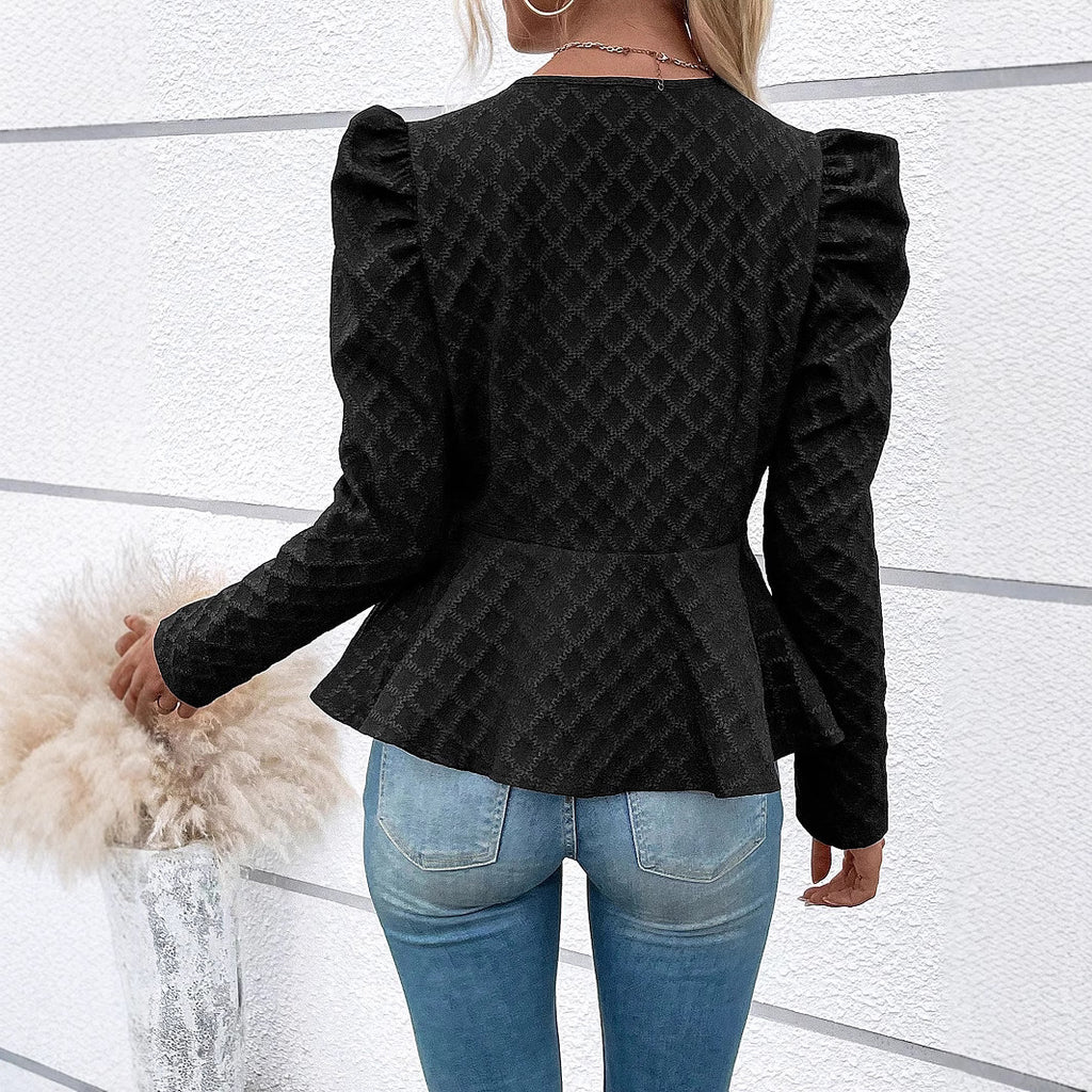 Zip Up Puff Sleeve Jacket - Dash Trend 