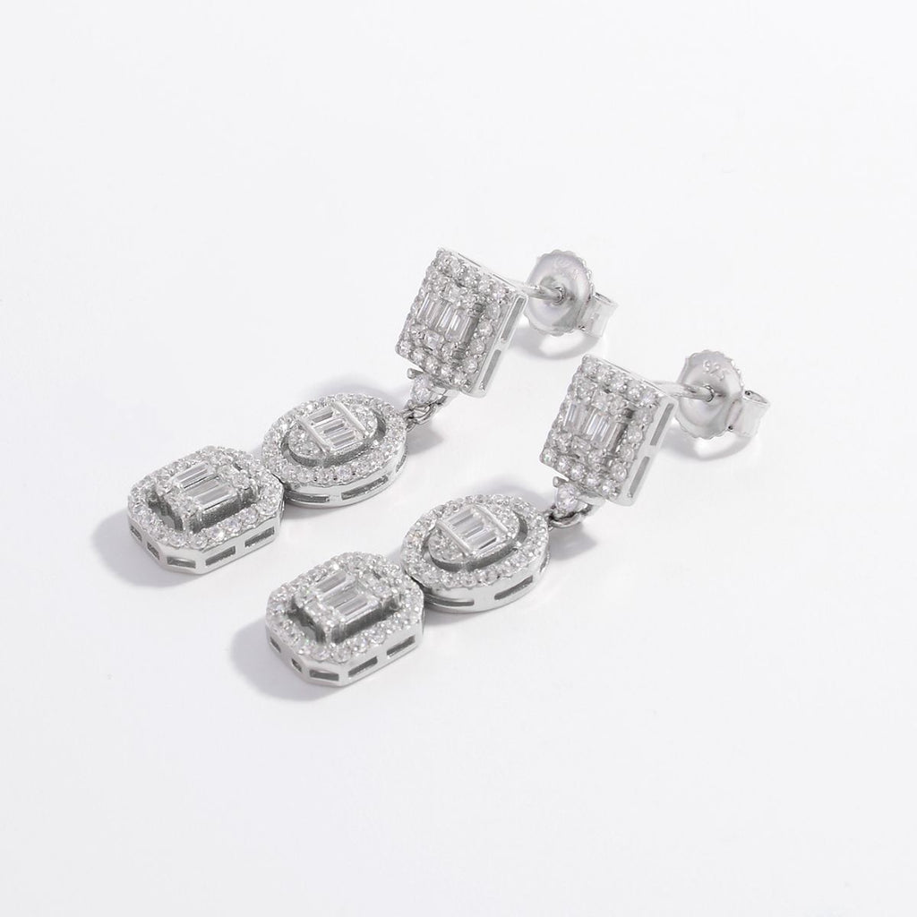 925 Sterling Silver Inlaid Zircon Earrings