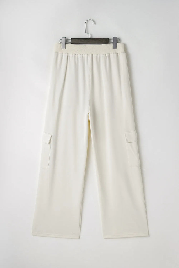 Drawstring High Waist Pants with Pockets