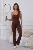 Scoop Neck Wide Strap Active Jumpsuit