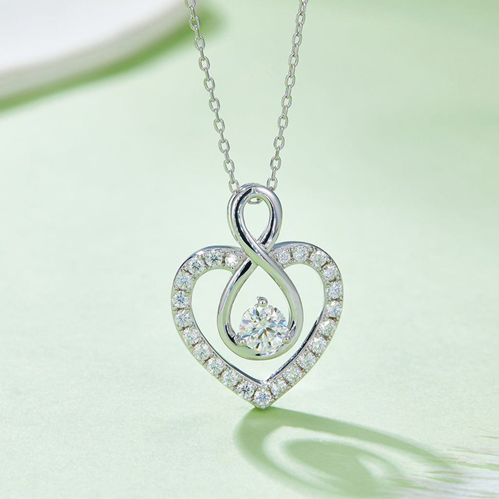 1 Carat Moissanite 925 Sterling Silver Heart Shape Necklace