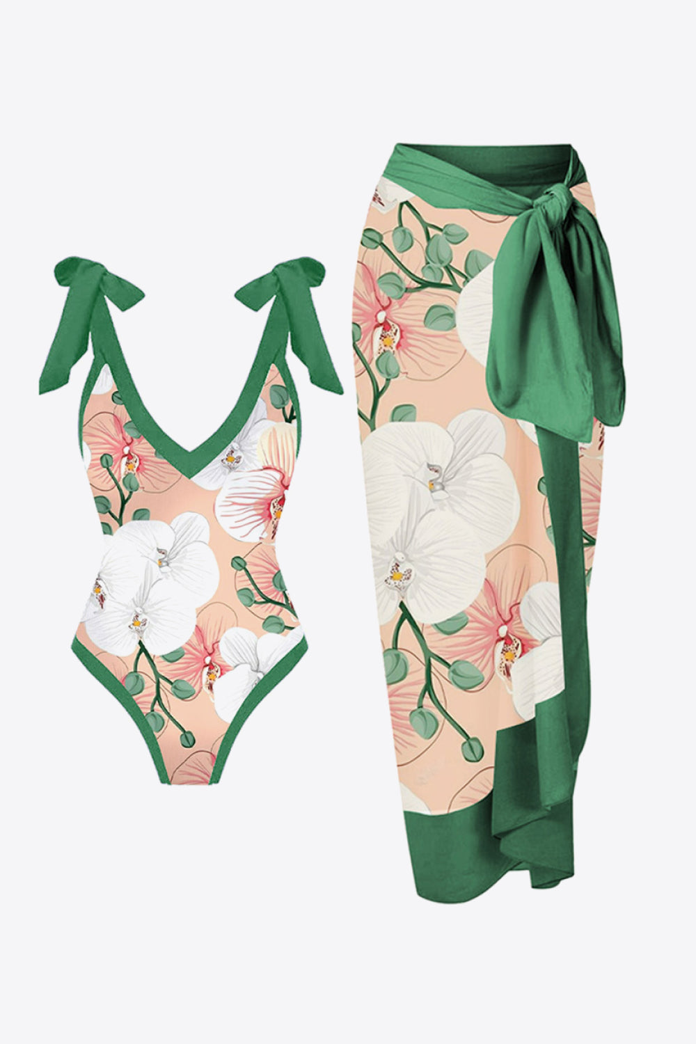 Floral V-Neck Two-Piece Swim Set - Dash Trend