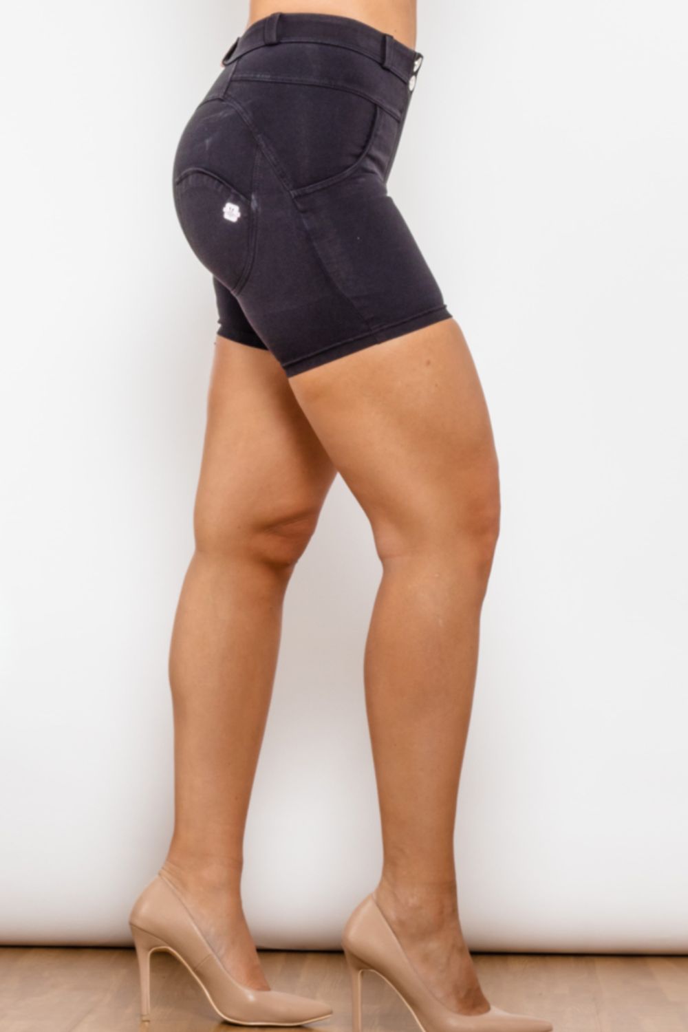 Full Size Buttoned Skinny Denim Shorts - Dash Trend