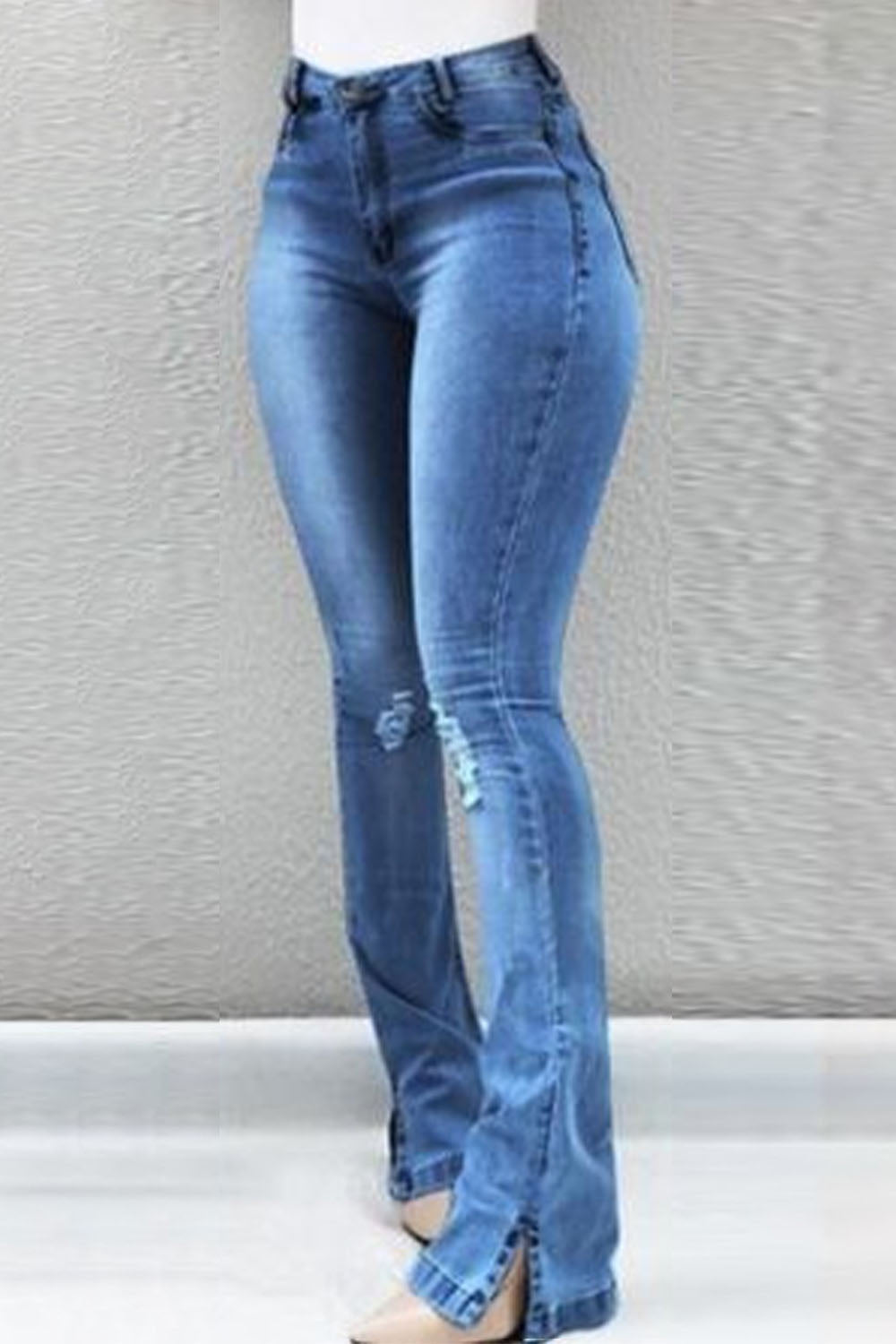 Button Fly Slit Jeans - Dash Trend