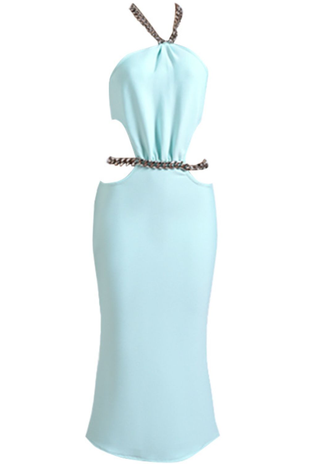 Chunky Chain Halter Neck Cutout Mini Bodycon Dress - Dash Trend