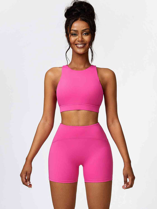 Cutout Cropped Sport Tank and Shorts Set - Dash Trend