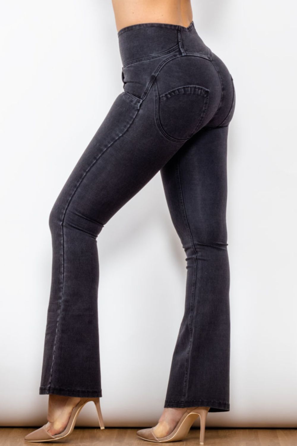 Zip Detail Flare Long Jeans - Dash Trend