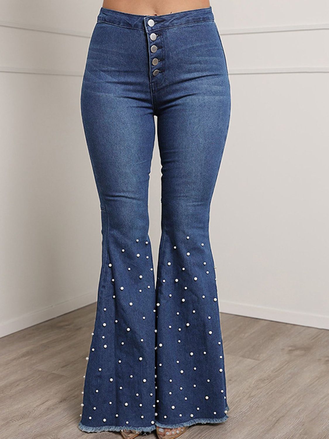 Button Fly Flare Jeans - Dash Trend