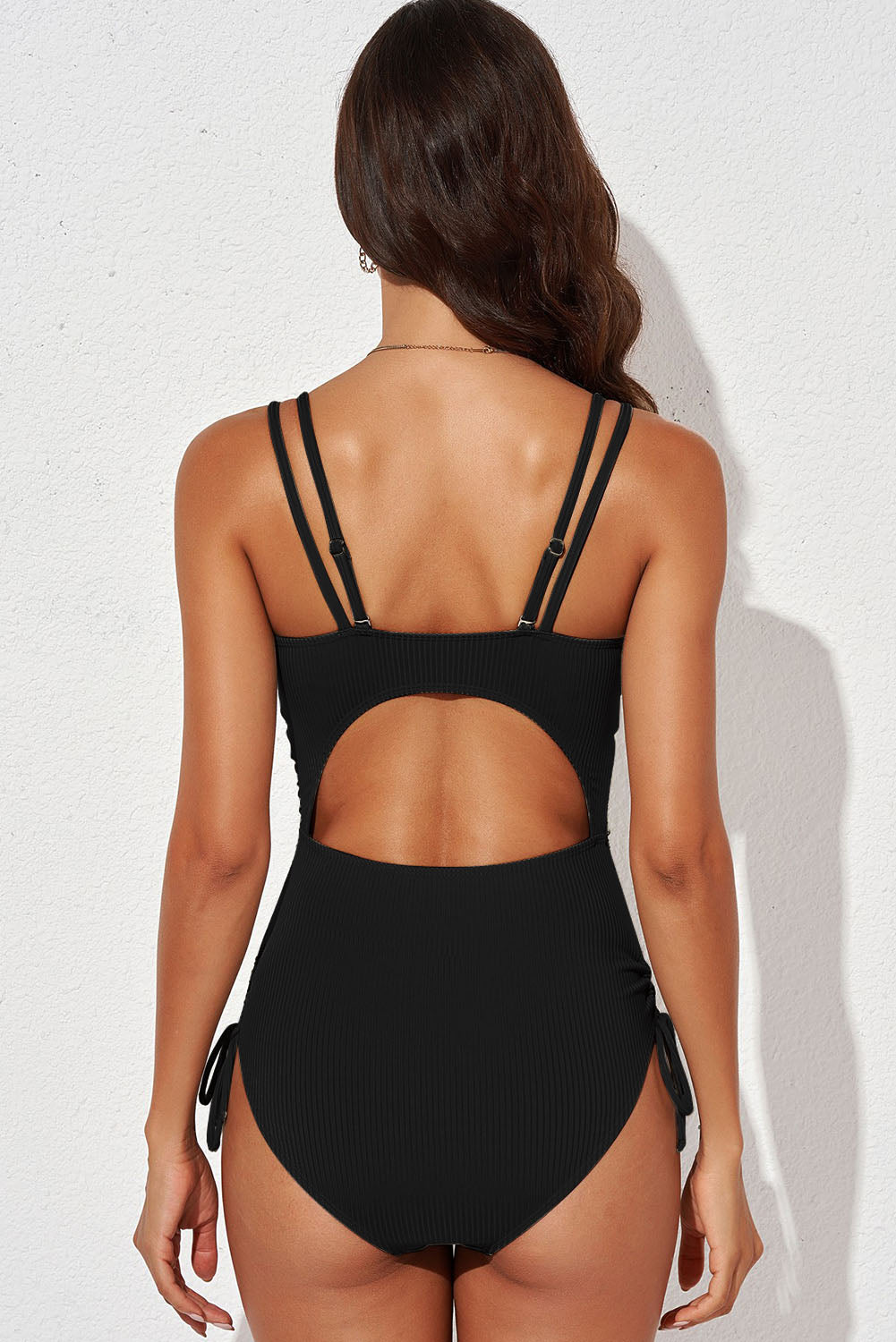Tied Cutout Plunge One-Piece Swimsuit - Dash Trend