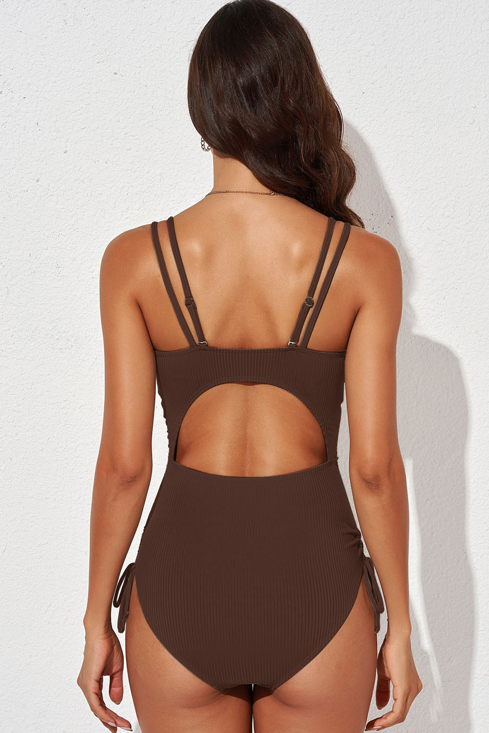 Tied Cutout Plunge One-Piece Swimsuit - Dash Trend