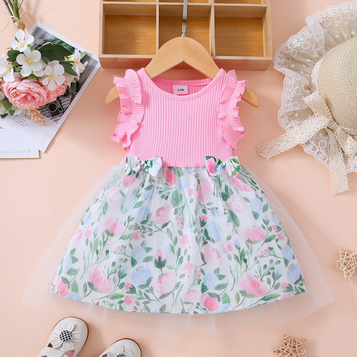 Baby Girl Floral Bow Detail Dress - Dash Trend