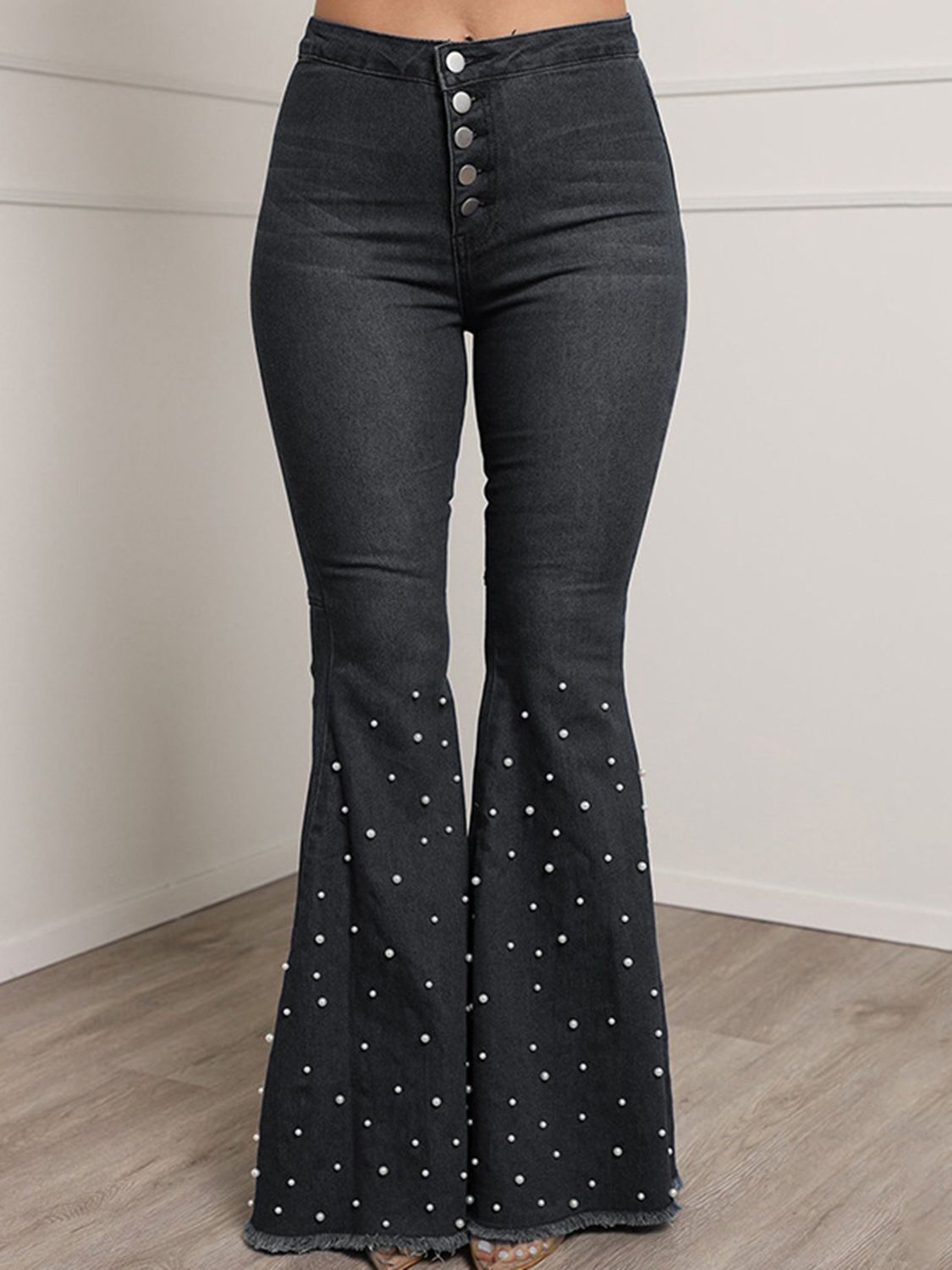 Button Fly Flare Jeans - Dash Trend