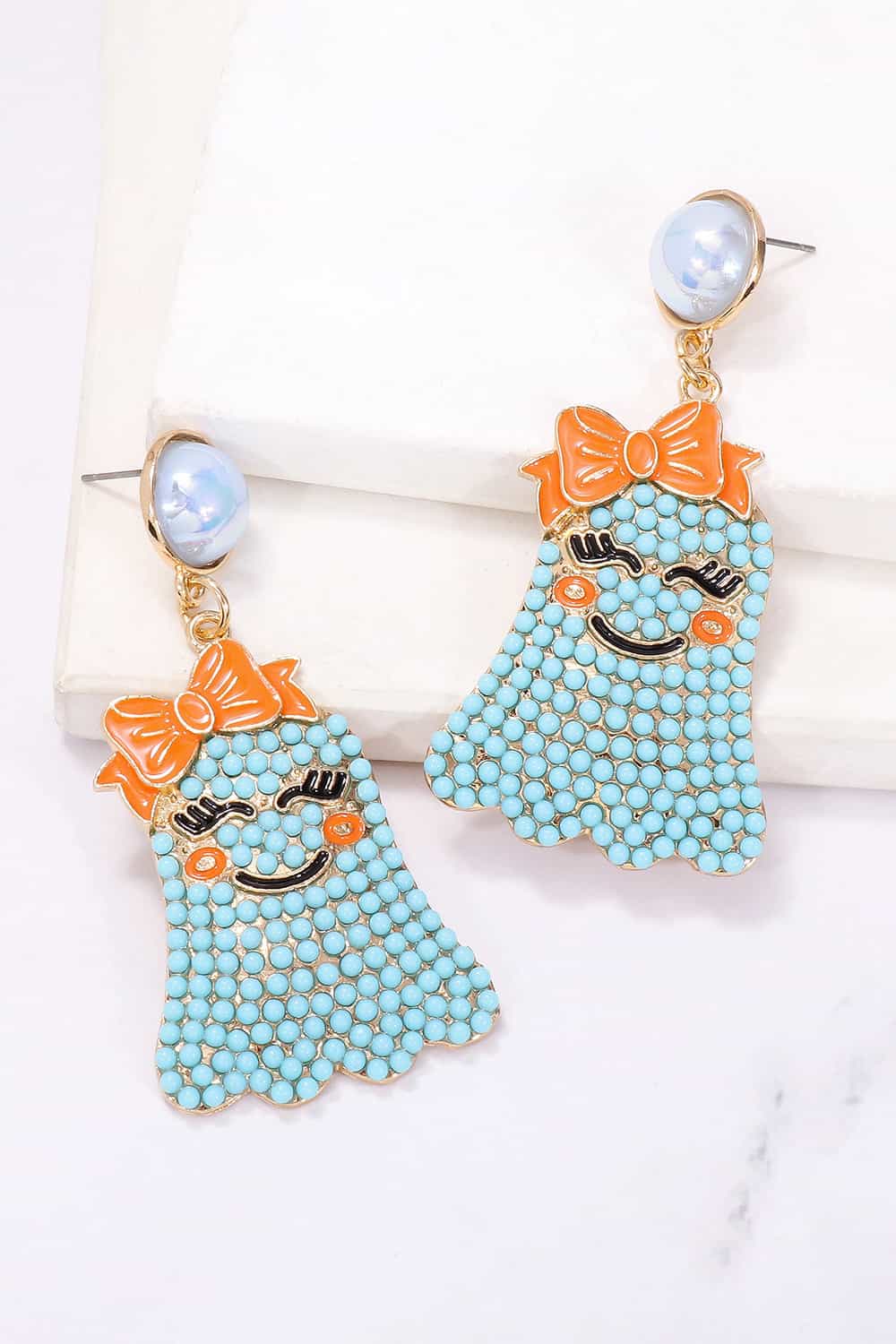 Smiling Ghost Shape Synthetic Pearl Earrings - Dash Trend