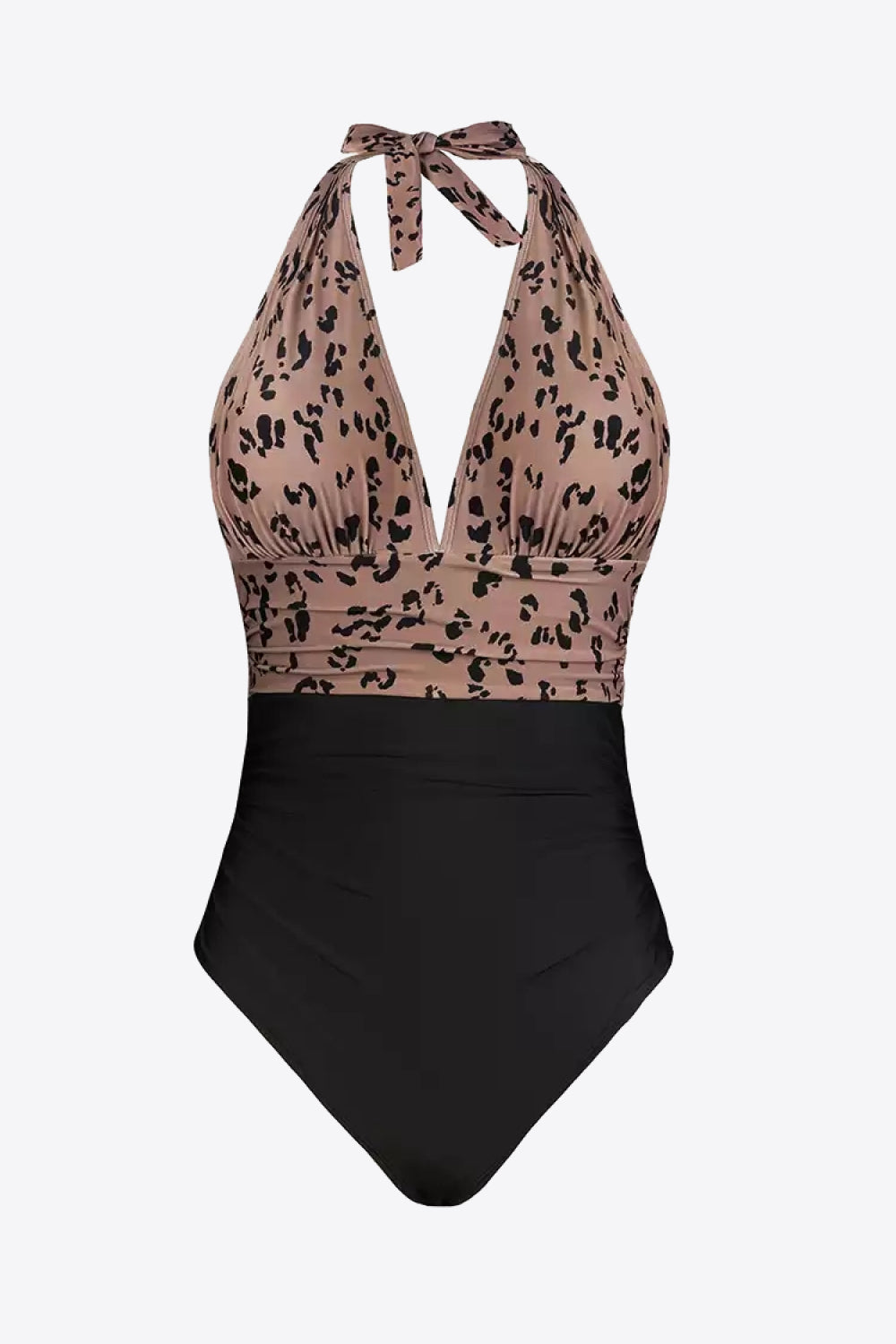 Leopard Halter Neck One-Piece Swimsuit - Dash Trend