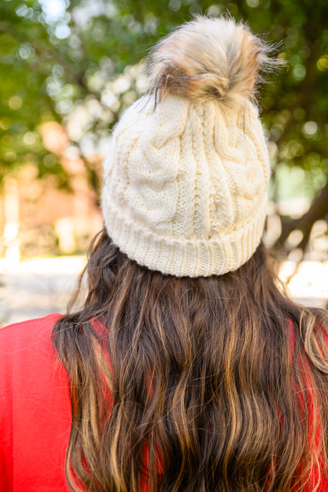 Cable Knit Cuffed Beanie In Ivory - Dash Trend