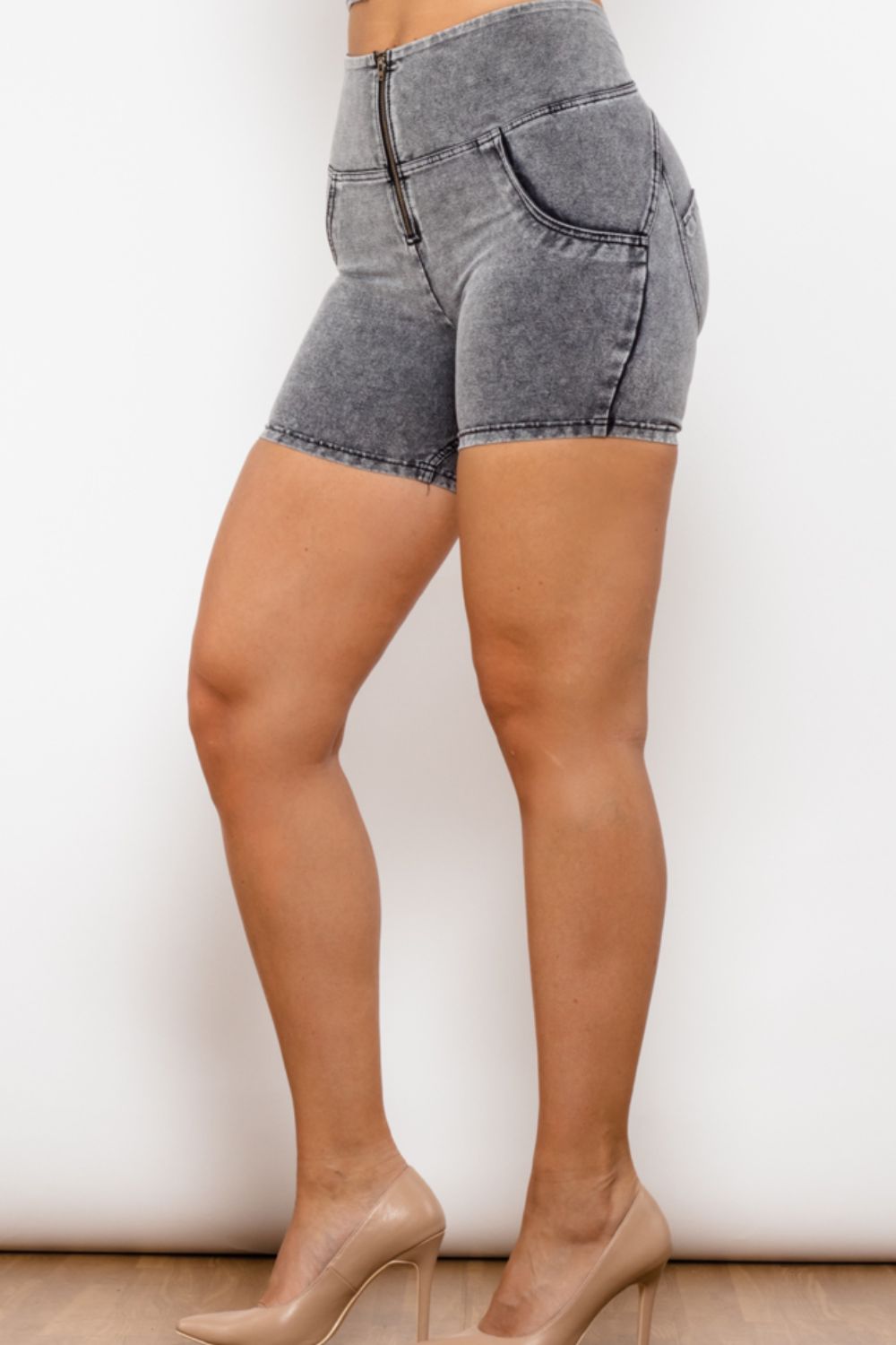 Full Size Zip Closure Denim Shorts - Dash Trend