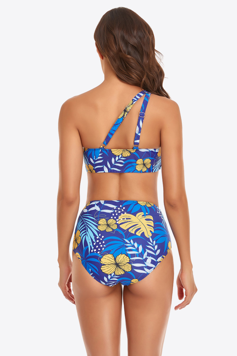 Ruffled One-Shoulder Buckled Bikini Set - Dash Trend