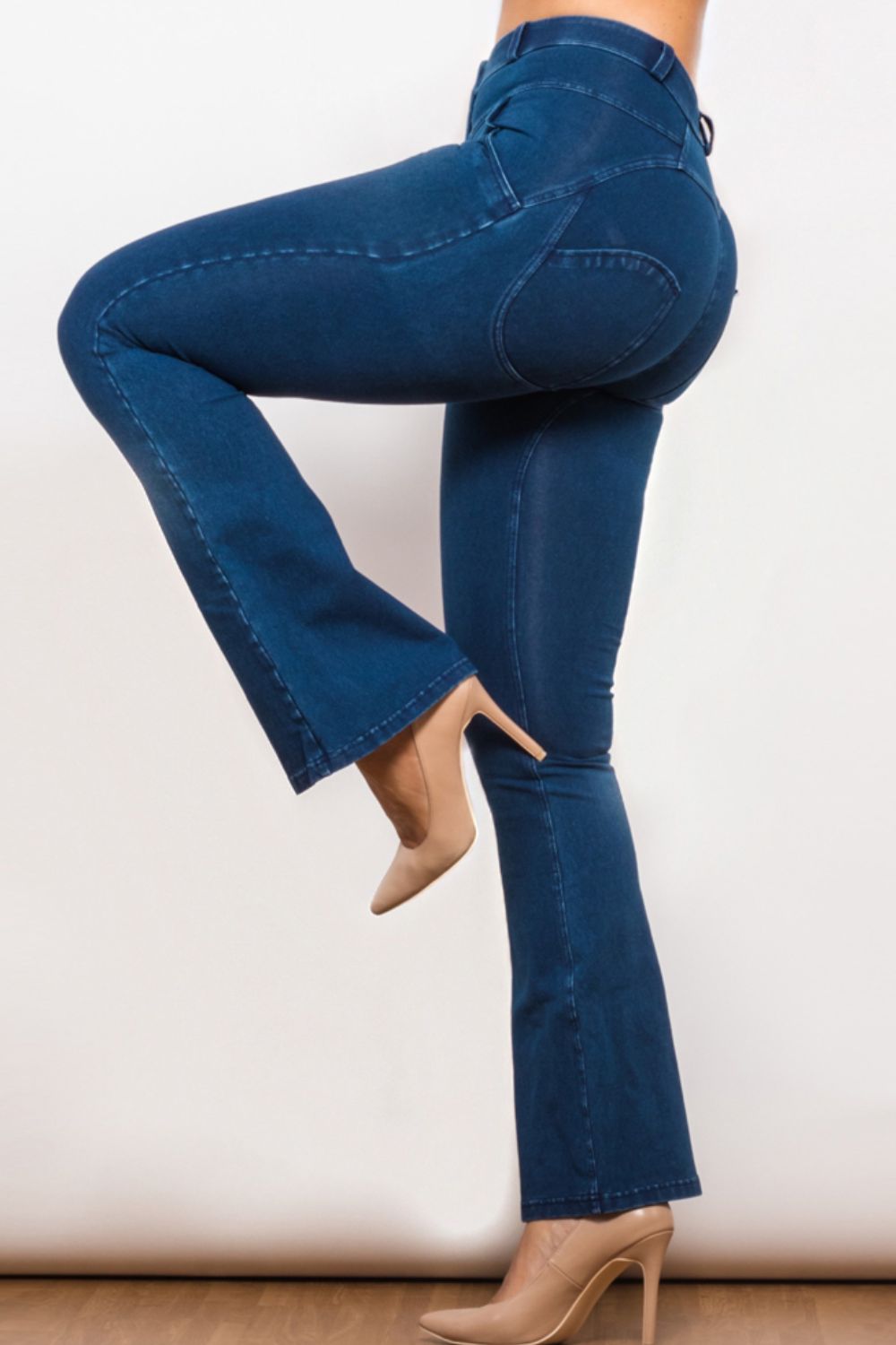 Buttoned Flare Long Jeans - Dash Trend